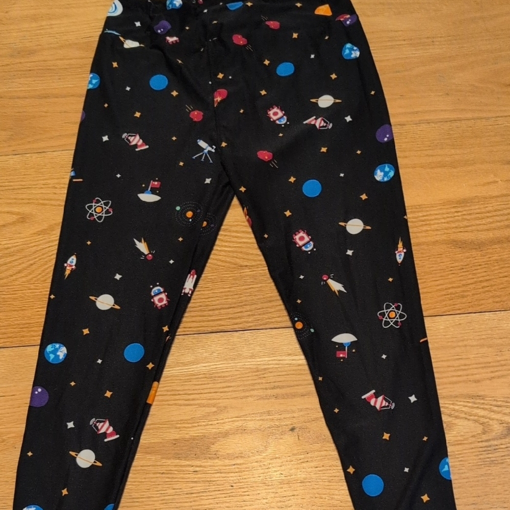 LuLaRoe Black Space-Themed Leggings
